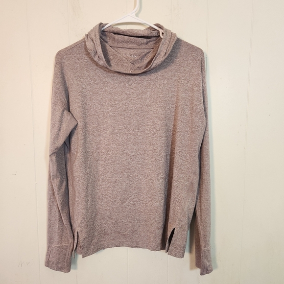 Athleta Uptempo II Hoodie Cowl Neck  Activewear top Size Small heathered mauve - Picture 2 of 15